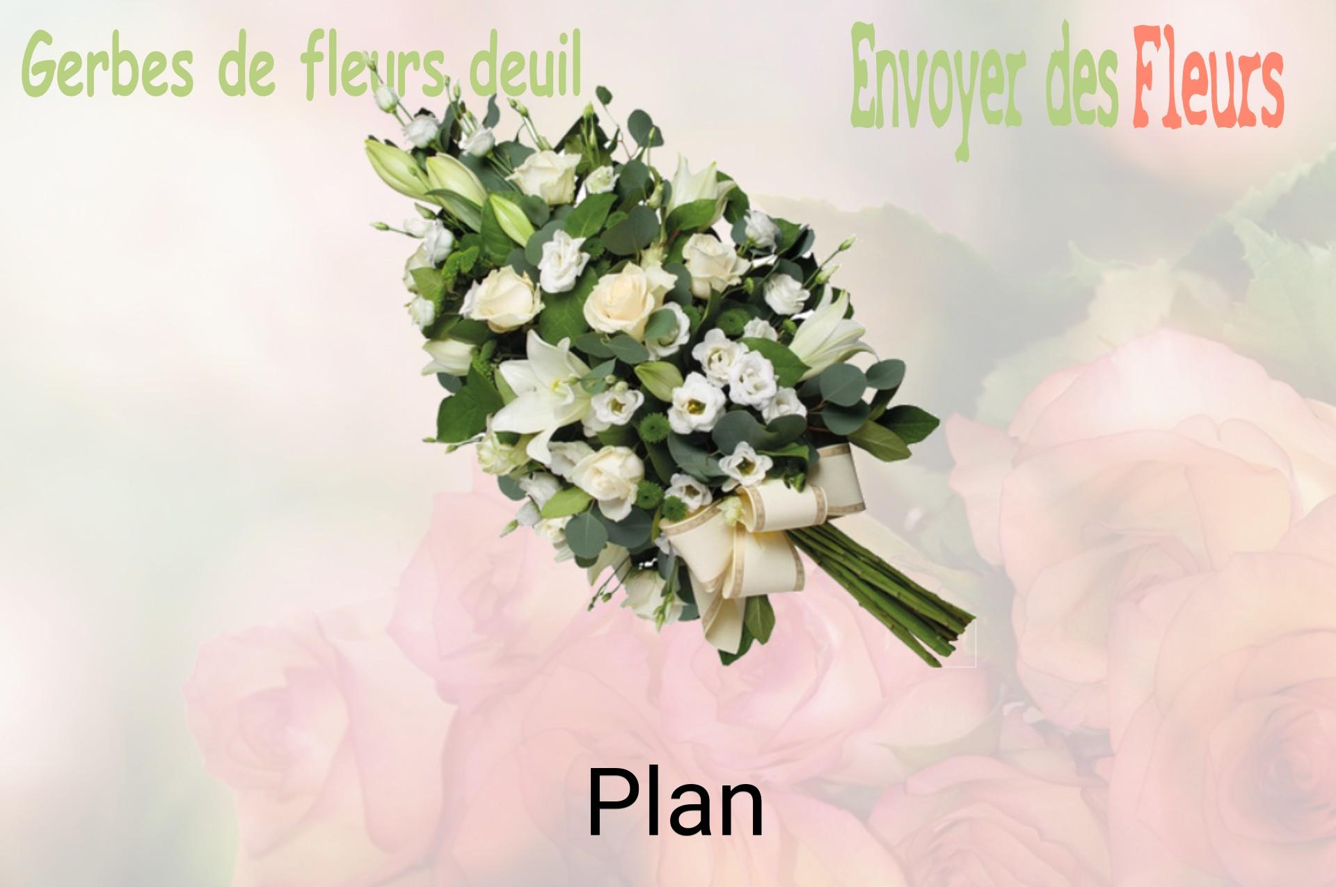 Gerbe de fleurs de deuil livrée à Plan